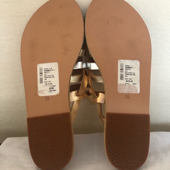 Ancient Greek Sandals Leather Slide Sandal Size 39 in Silver, Rose & Gold -  New - Picture 8 of 9